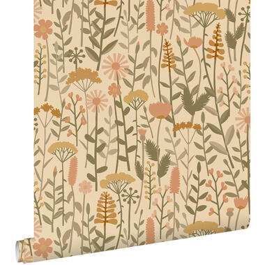 ESTAhome behang - veldbloemen - geel, oranje en groen - 50 x 900 cm - 131548 product