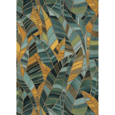 Erismann behang - tropische bladeren - blauw, groen en geel - 53 cm x 10.05 m product
