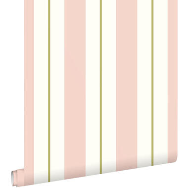 ESTAhome behang - strepen - licht roze en olijfgroen - 50 x 900 cm - 131478 product