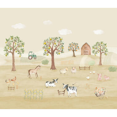 Sanders & Sanders fotobehang - boerderij dieren - beige - 318 x 275 cm - 640877 product