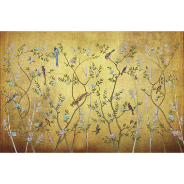 Sanders & Sanders fotobehang - bloemen en vogels - geel - 424 x 280 cm - 640938 product