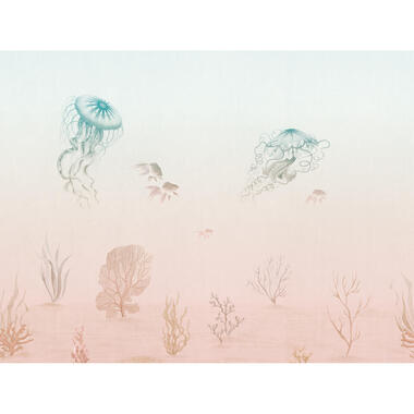 Sanders & Sanders fotobehang - onderwaterwereld - blauw en roze - 371 x 280 cm product