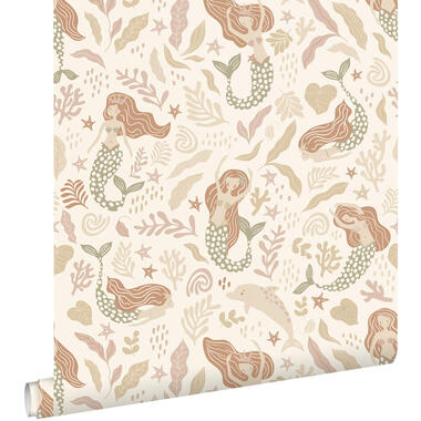 ESTAhome behang - zeemeerminnen - vergrijsd groen, beige en terracotta product