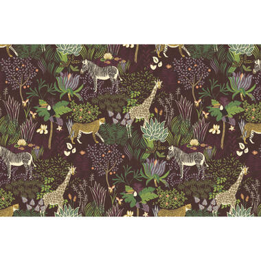 Sanders & Sanders fotobehang - jungle dieren - groen en aubergine paars product