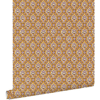 ESTAhome behang - vintage bloemen - bruin en lila paars - 50 x 900 cm - 131541 product