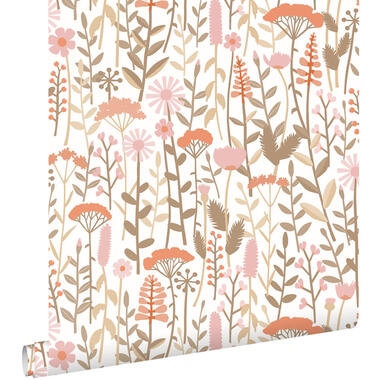 ESTAhome behang - veldbloemen - terracotta en roze - 50 x 900 cm - 131552 product