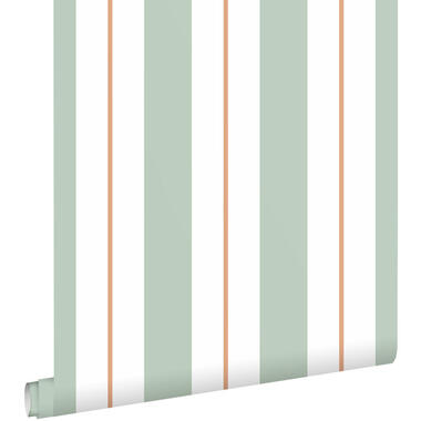 ESTAhome behang - strepen - mintgroen en terracotta - 50 x 900 cm - 131476 product