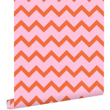 ESTAhome behang - zigzag motief - oranje en roze - 50 x 900 cm - 131486 product