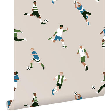 ESTAhome behang - voetbalspelers - beige en groen - 50 x 900 cm - 131557 product