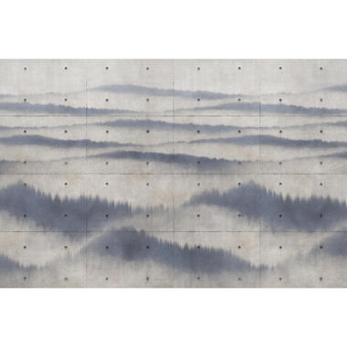 Sanders & Sanders fotobehang - mistige bergen - blauw - 424 x 280 cm - 640957 product