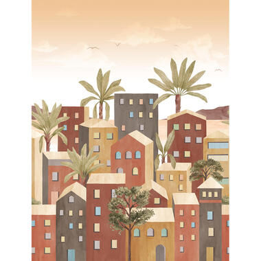 Sanders & Sanders fotobehang - mediterrane huisjes - terracotta - 212 x 280 cm product