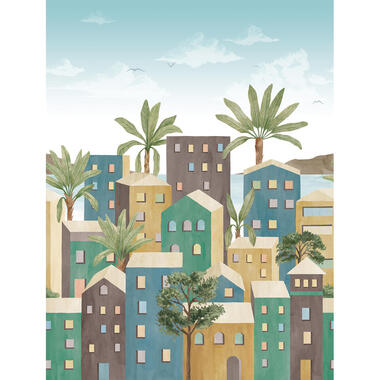 Sanders & Sanders fotobehang - mediterrane huisjes - meerkleurig - 212 x 280 cm product