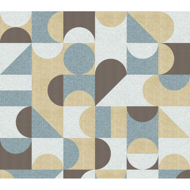 Sanders & Sanders fotobehang - cirkels in Bauhaus stijl - beige, blauw en bruin product