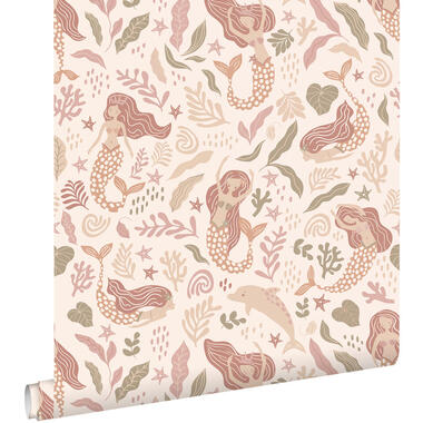 ESTAhome behang - zeemeerminnen - beige, roze en groen - 50 x 900 cm - 131497 product
