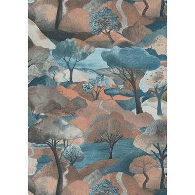 Erismann behang - bomen - terracotta en blauw - 53 cm x 10.05 m - 662447 product