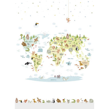 Sanders & Sanders fotobehang - wereldkaart voor kinderen - meerkleurig product