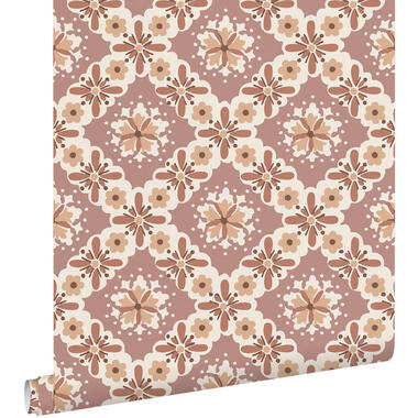 ESTAhome behang - vintage bloemen - mauve paars en bruin - 50 x 900 cm - 131501 product
