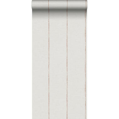 Sanders & Sanders behang geschilderde strepen terracotta en wit