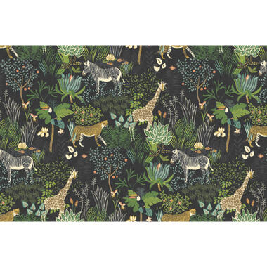 Sanders & Sanders fotobehang jungle dieren bruin en groen - 424 x 280 cm