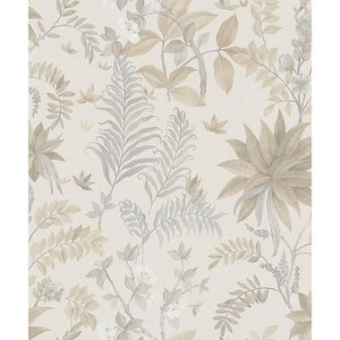 Sanders & Sanders behang - tropische bladeren - beige en grijs product