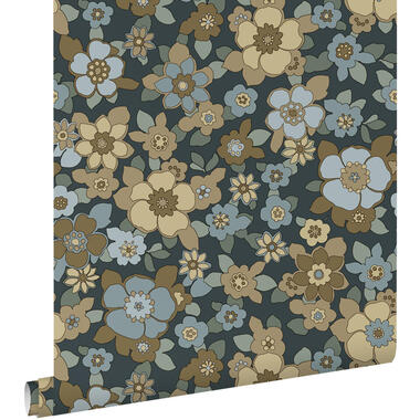 ESTAhome behang - retro bloemen - donkerblauw - 50 x 900 cm - 131527 product
