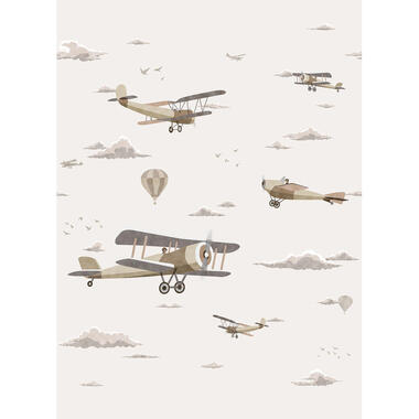 Sanders & Sanders fotobehang - vliegtuigen - bruin en grijs - 212 x 275 cm product