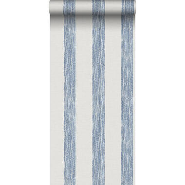 Sanders & Sanders behang - geschilderde strepen - blauw en wit product
