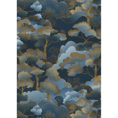 Erismann behang - bomen - blauw en goud - 53 cm x 10.05 m - 662373 product