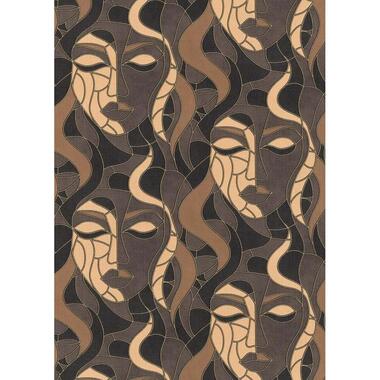 Erismann behang - gezichten - bruin - 53 cm x 10.05 m - 662384 product