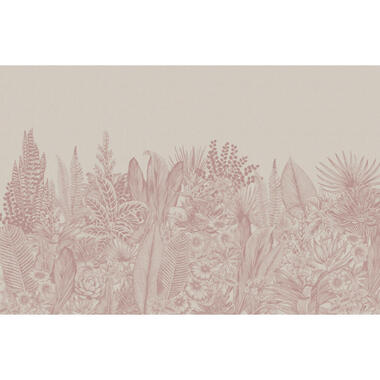 Sanders & Sanders fotobehang - palmbladeren - roze - 424 x 280 cm - 640922 product