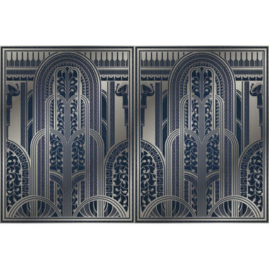 Sanders & Sanders fotobehang - art deco bogen - blauw - 424 x 280 cm - 640975 product