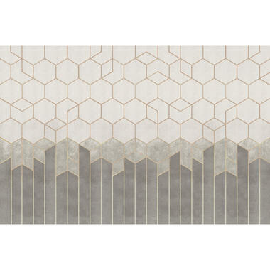 Sanders & Sanders fotobehang - geometrische vormen - taupe - 424 x 280 cm product