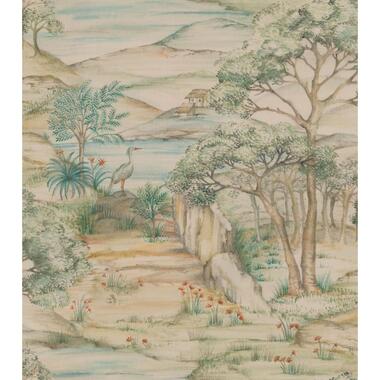 Sanders & Sanders behang - landschap met water - groen en beige product