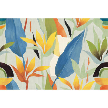 Sanders & Sanders fotobehang - bladeren - blauw, groen en geel - 424 x 280 cm product