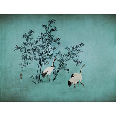 Sanders & Sanders fotobehang - kraanvogels - turquoise - 371 x 280 cm - 640928 product
