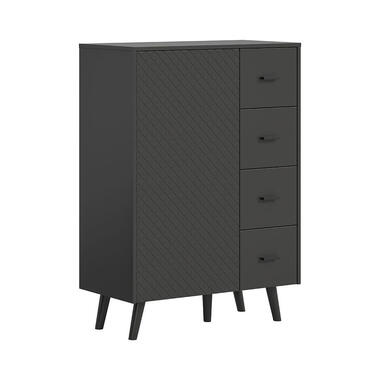 Hioshop Linea dressoir 4 laden 1 deur mat grijs product