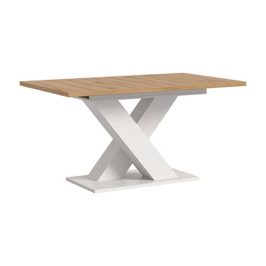 Hioshop Motion eetkamertafel X-poot 90x150/190cm incl 1 verlengblad eik decor- product