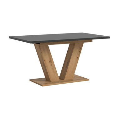 Hioshop Motion eetkamertafel V-poot 90x150/190cm incl 1 verlengblad grijs- eik product