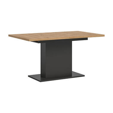 Hioshop Motion eetkamertafel zuilpoot 90x150/190cm incl 1 verlengblad eik product