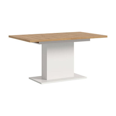 Hioshop Motion eetkamertafel zuilpoot 90x150/190cm incl 1 verlengblad eik product