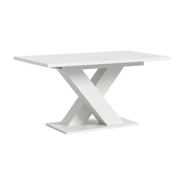 Hioshop Motion eetkamertafel X-poot 90x150/190cm incl 1 verlengblad wit product