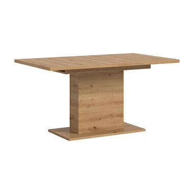 Hioshop Motion eetkamertafel zuilpoot 90x150/190cm incl 1 verlengblad eik product