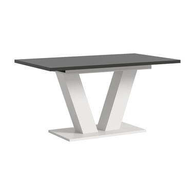 Hioshop Motion eetkamertafel V-poot 90x150/190cm incl 1 verlengblad grijs- wit product