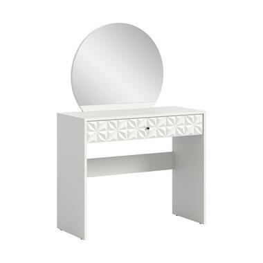 Hioshop Prisma kaptafel 1 lade 1 spiegel wit product