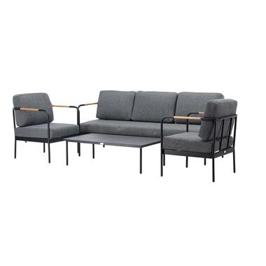Hioshop Pehnna loungeset 4 delen zwart-grijs product