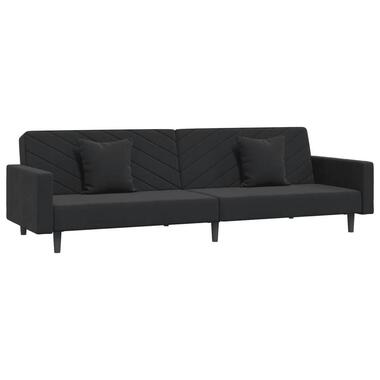 vidaXL - Slaapbank 2-zits - Zwart - Fluweel - Met kussens product