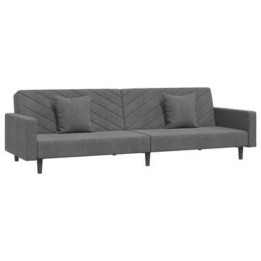 vidaXL - Slaapbank 2-zits - Donkergrijs - Fluweel - Met kussens product