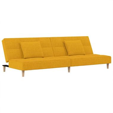 vidaXL - Slaapbank 2-zits - Geel - Stof - Met kussens product