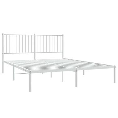 vidaXL - Bedframe met hoofdbord - Wit - Staal - 160 x 200 cm product
