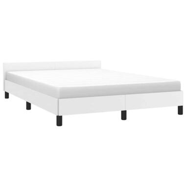 vidaXL - Bedframe Met Hoofdbord - Wit - Kunstleer - 140 x 200 cm product